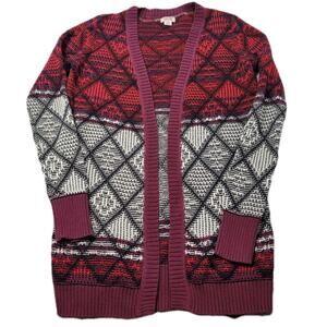 Mossimo Supply Company Red Diamond Pattern Cardigan size Small
